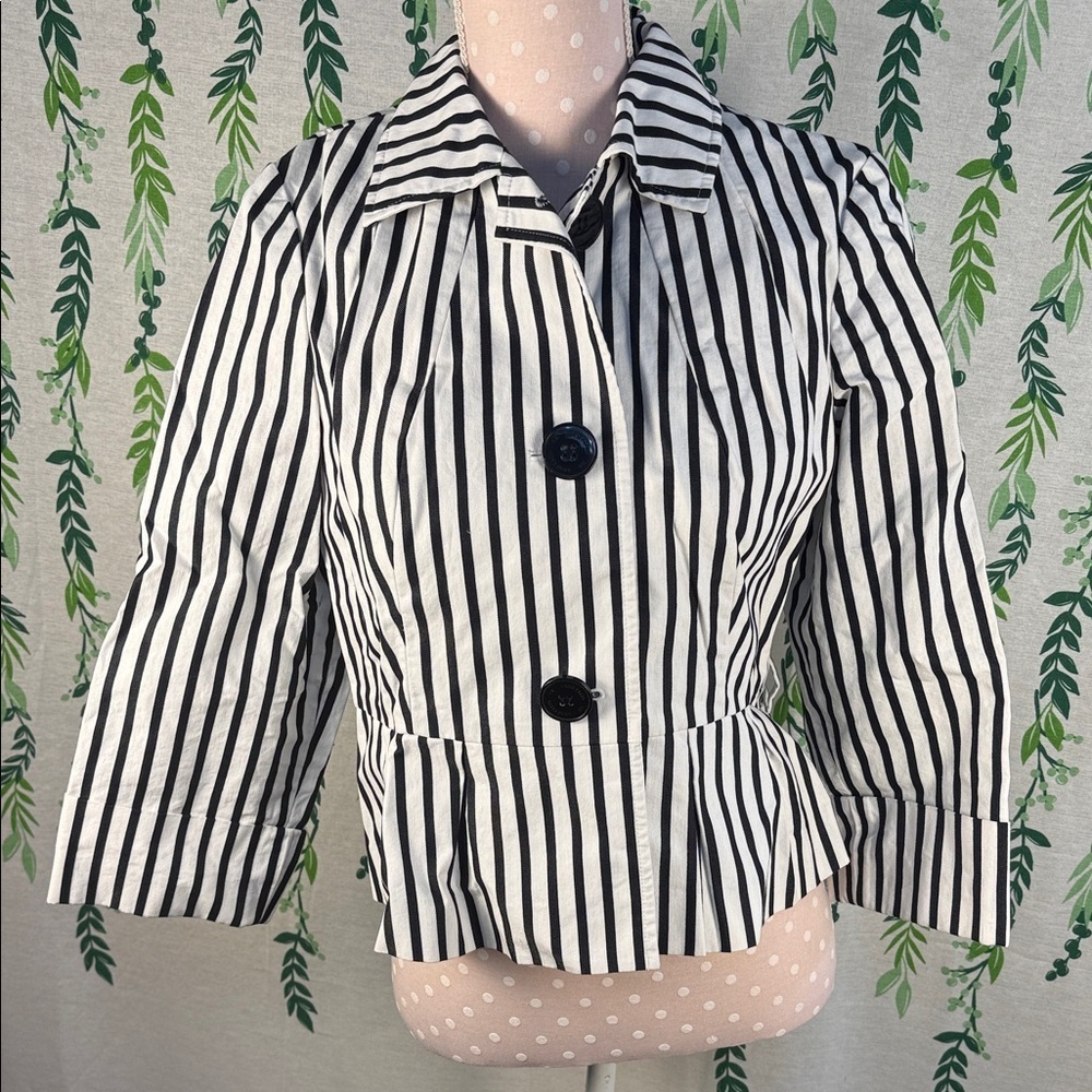 Anne Klein Black and White Striped Blazer C2